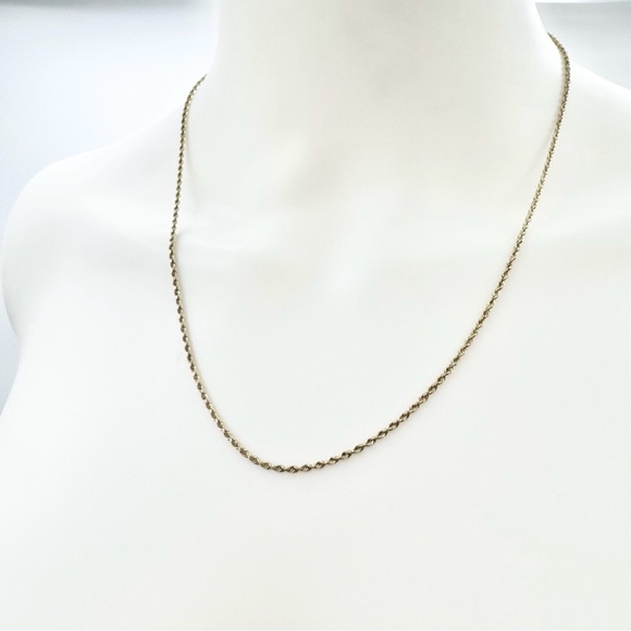 Jewelry - Vintage Yellow Gold Plated Mirror Rope Chain 14” Korea Dainty Twist Chain